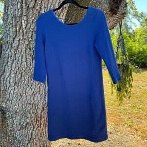 Ganni x Anthropologie-Blue knit textured Louisa shift midi dress.Size S